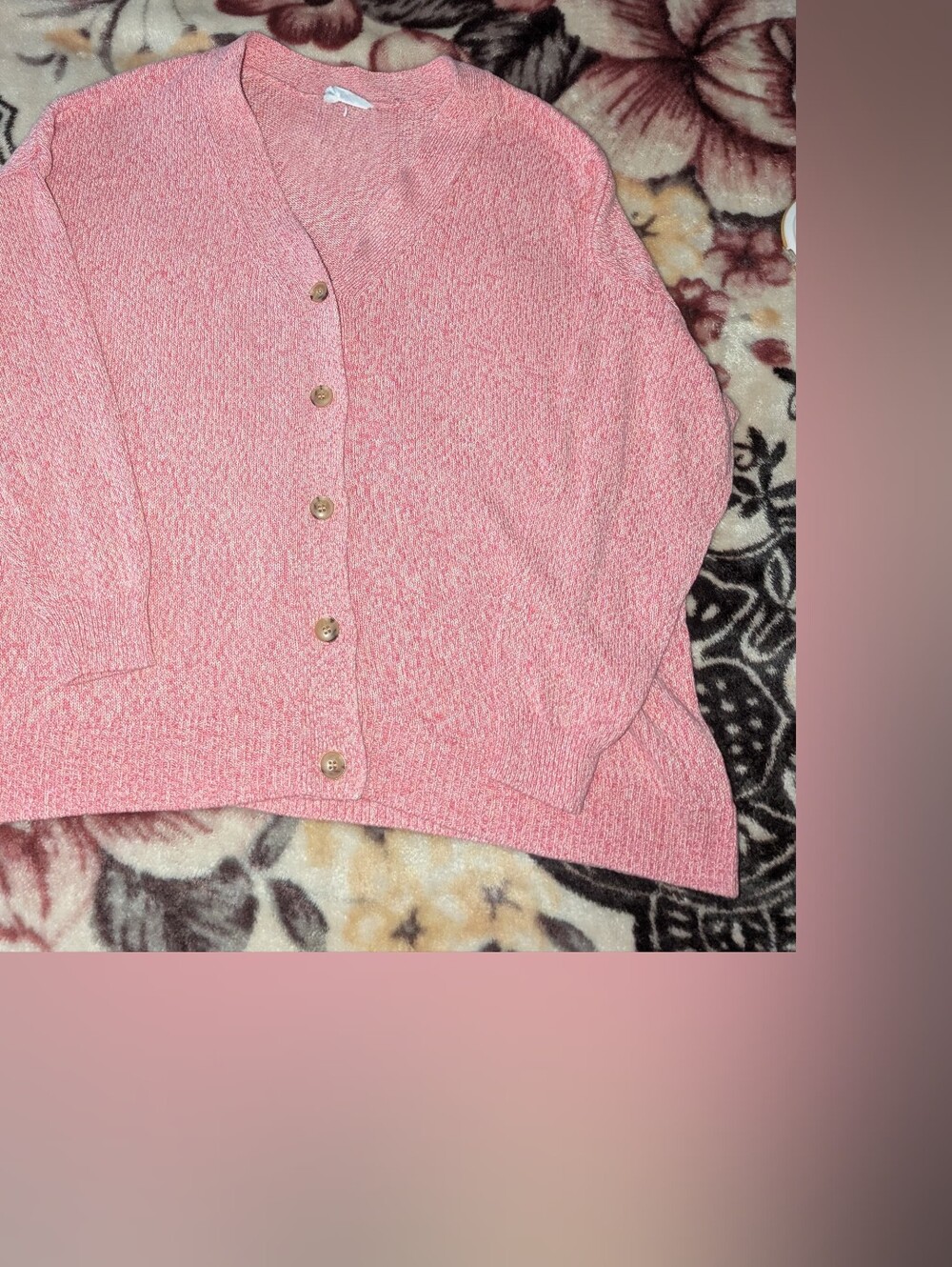 Candace Cameron Bure Women's Pink Button-Front Sweater Cardigan